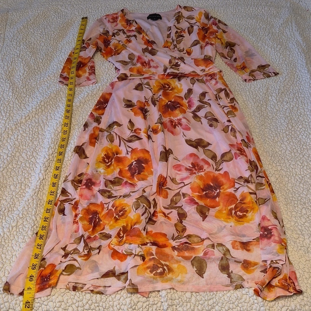 Floral Wrap Dress in Pink and Orange